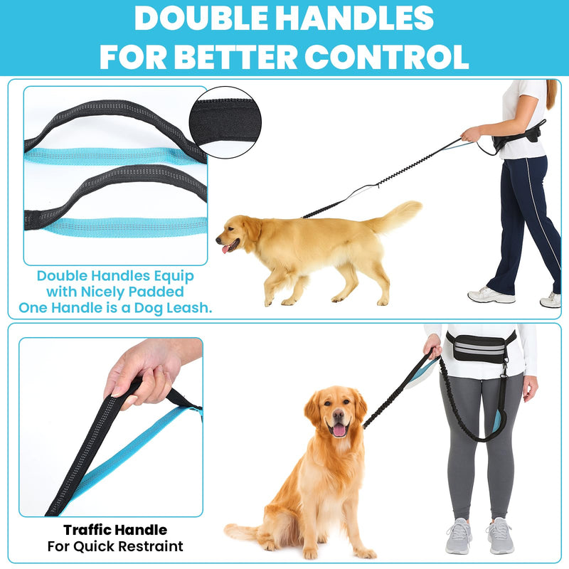 Hand Free Dog Leash with Pouch, Dog Leash for 2 Dogs with Dual Handles Retractable Dogs Walking Belt for Running Walking Jogging Pet Belt - PawsPlanet Australia