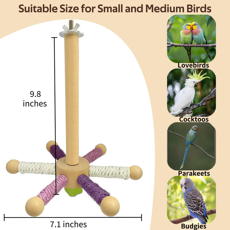 Rotating Bird Perch Toy – Fun Spinning Cage Stand for Parakeet, Budgie, Lovebird, Cockatiel, Conure, Finches & Quaker – for Small-Medium Birds to Relieve Boredom & Encourage Play (White) White - PawsPlanet Australia