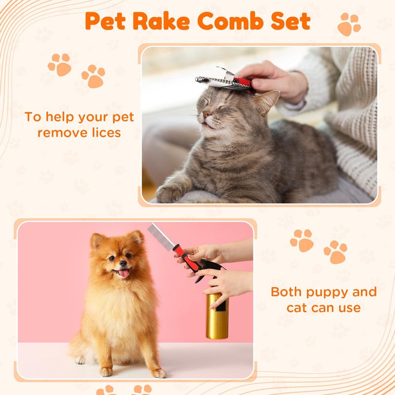 Baderke 8 Pcs Pet Grooming Care Kit Including Dematting Comb Detangling Brush Rake Comb Tooth Comb Pin Comb Bath Brush Nail Clipper and Nail File for Removing Knot and Hair from Dog Cat - PawsPlanet Australia