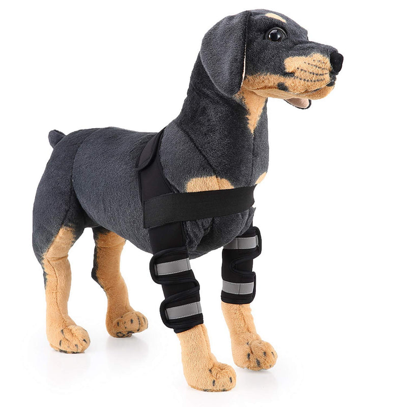 smalllee_lucky_store Shoulder bandage for dogs, reflective, elbow protection for carpus joint, bandage compression wrap, sprains arthritis injuries, sports protection, neoprene, black, S
