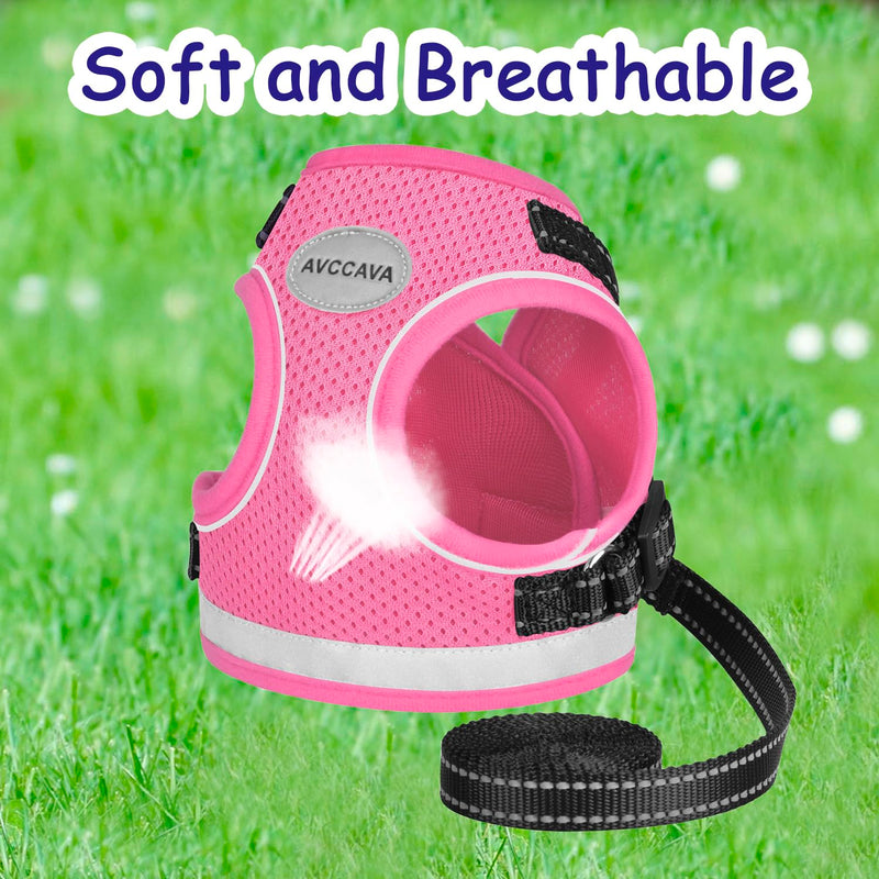Cat Harness and Leash for Walking, Kitten Escape Proof Harnesses, Adjustable Reflective Puppy Harness with Leashes Set, Easy Adjustable Soft net Breathable Pet Safety Vest L (Chest: 15" - 17") Pink - PawsPlanet Australia