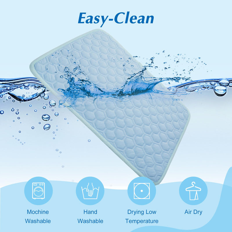 Mannice Premium Cooling Mat for Dogs Non-Slip Self-Cooling Pad for Dogs Pet Cat Indoor Portable Kennel Puppy Bed for Summer Crate Pad for Dog Washable Light Blue 20x30 inch - PawsPlanet Australia