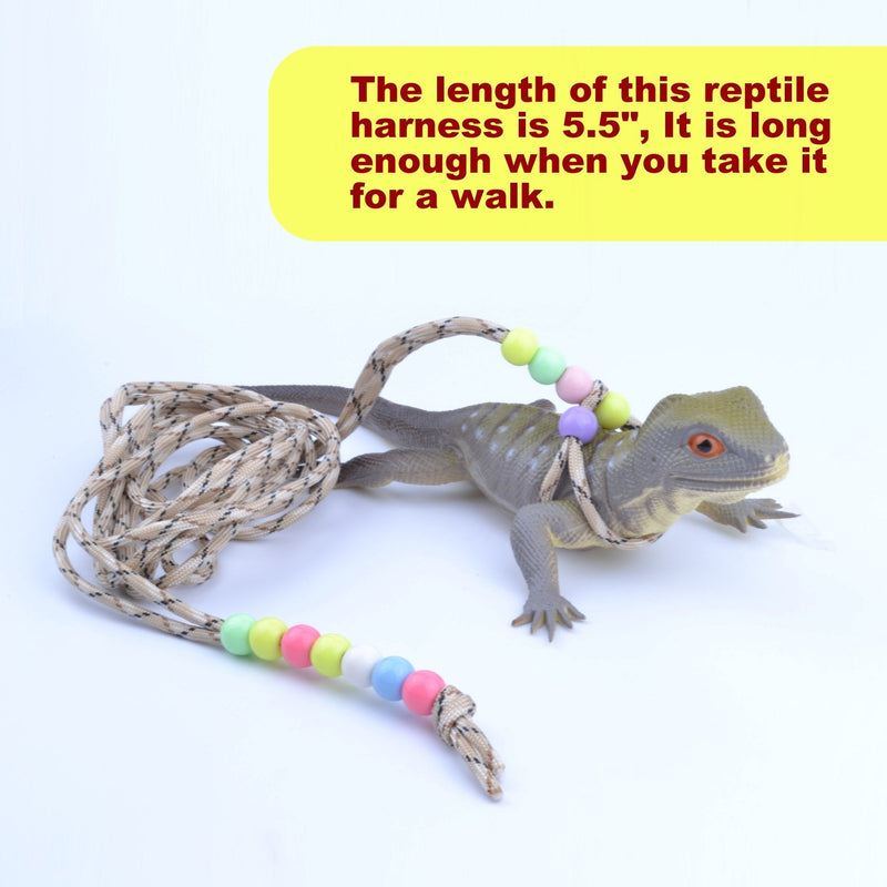 Adjustable Reptile Training Lead Harness Leash Nylon Rope for Lizard Crested Gecko Chameleon Guinea Pig Ferrets Hamster Rats (Brown) Brown