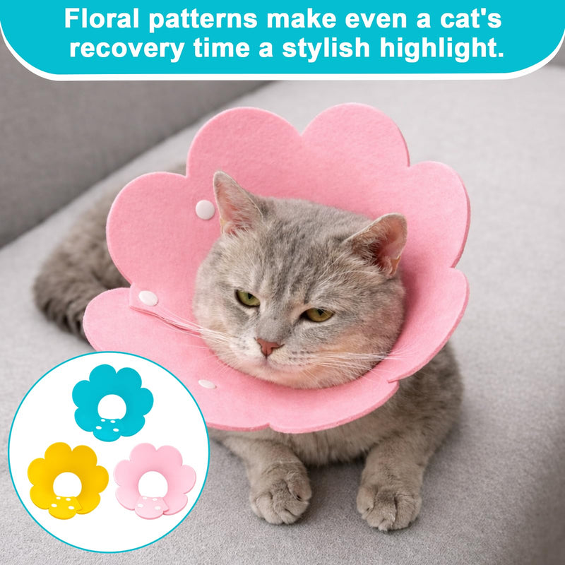 3 Pieces Cat Neck Collar Disc, Adjustable Protective Cat Collar, Soft Anti-Bite Cat Neck Collar for Puppies and Small Dogs (Yellow, Pink, Blue)