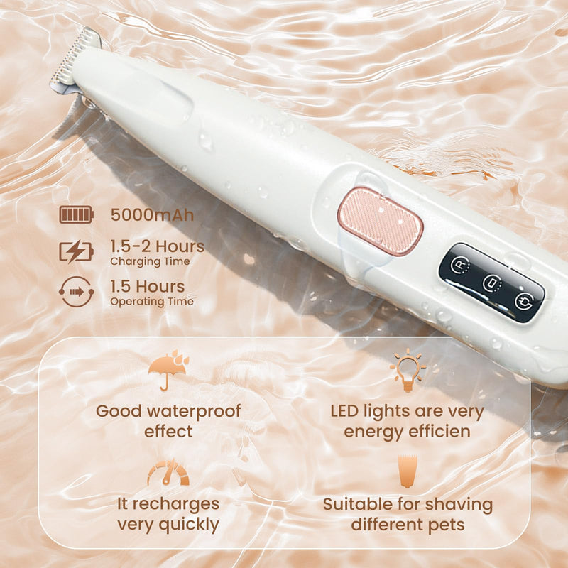 Saffory Paw Trimmer, Electric Dog Trimmer for Dogs Paw Hair Trimmer, Pet Paws Trimmer with Led Light, Rechargeable Low Noise Pet Trimmer Hair Clipper White - PawsPlanet Australia