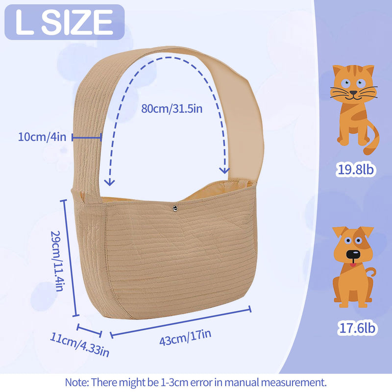Dog Carrier Sling Cat Sling Purse Adjustable Strap Hand Free Pet Puppy for Outdoor Traveling Subway for Chest Dog Bag Holder Large Khaki - PawsPlanet Australia