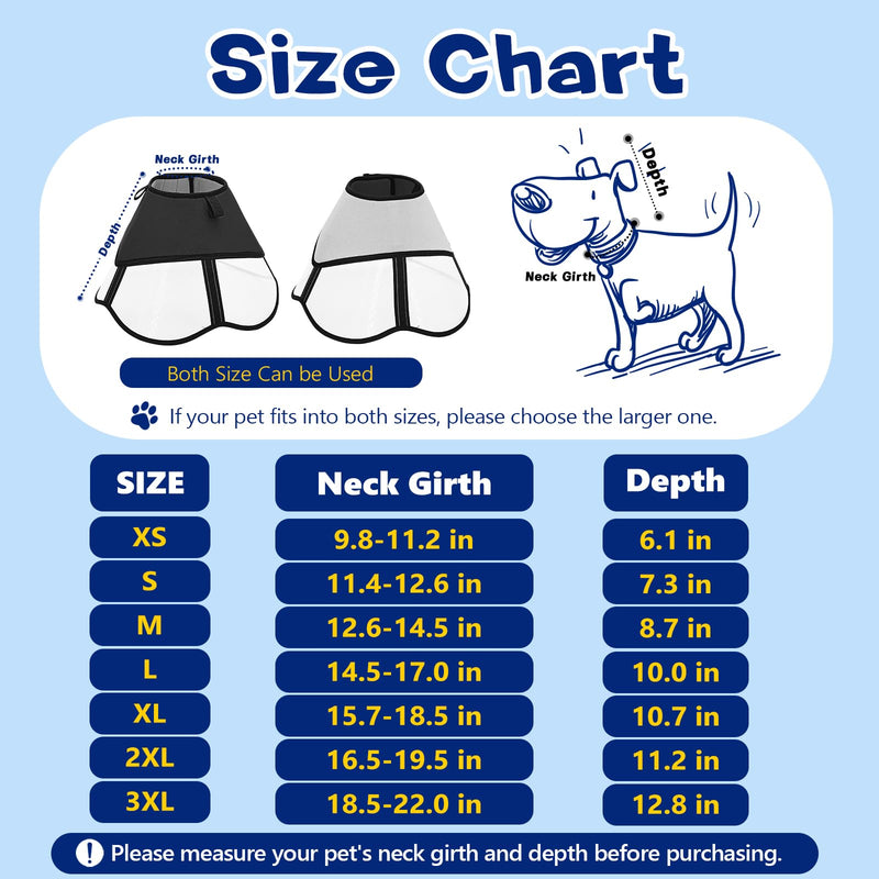 Supet Soft Dog Cone Collar for Large Dogs, Comfortable Dog Cone to Stop Licking, E Collar for Dogs After Surgery, Adjustable Dog Cones for Small Medium Large Dogs 2XL (Neck:16.5-19.5 in) Black