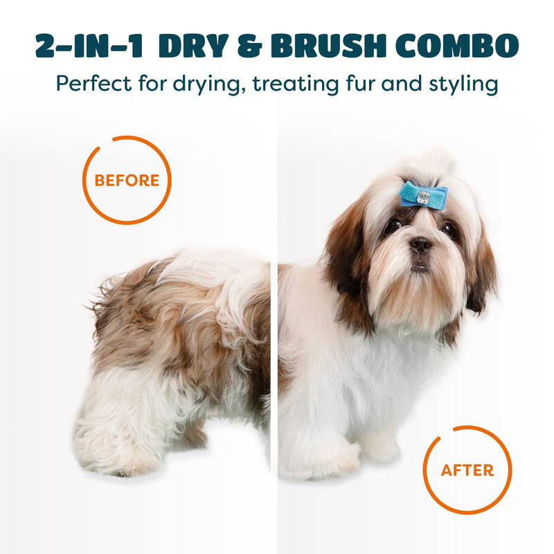 KUUBIA Pet Hair Dryer for Small and Medium-Sized Dogs and Cats | 2-in-1 Dog Hair Dryer with Self Cleaning Slicker Brush | Dog Blow Dryer | 300 Watts, Portable, Adjustable Temperature