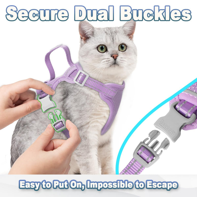 Cat Harness and Leash Set Escape Proof for Kitten Walking, Soft Adjustable Top Handle Vest Harnesses for Cats, Easy Control Breathable Reflective Small Medium Large, Violet Purple, M - PawsPlanet Australia