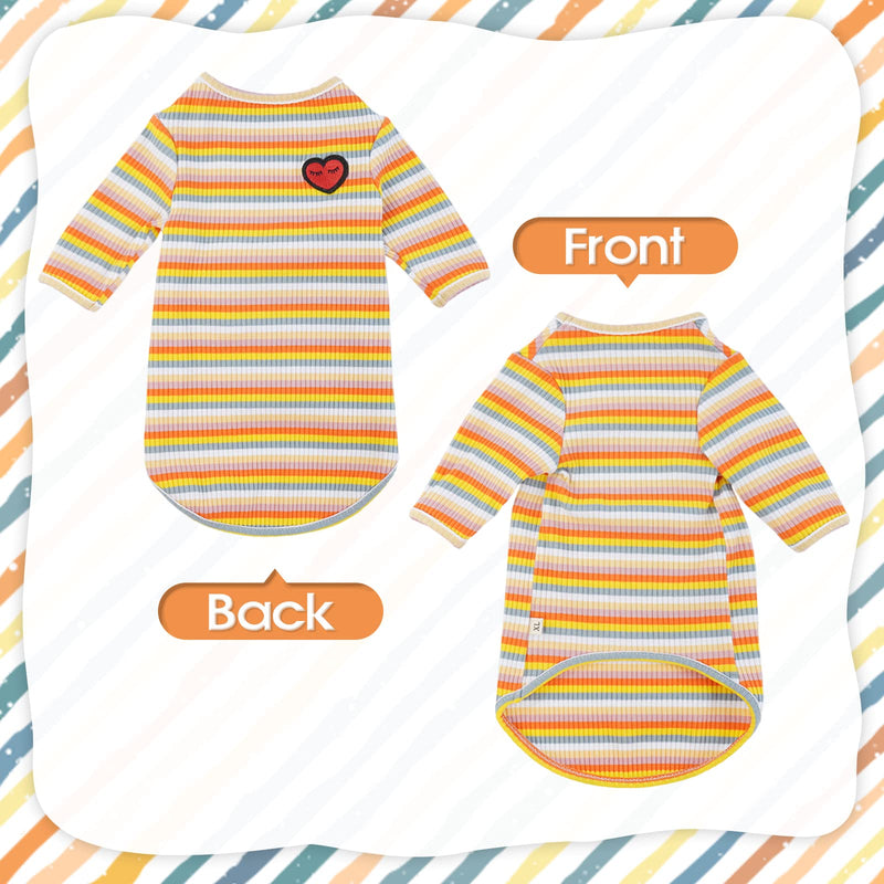 DENTRUN Hairless Cats Shirt Breathable Cat Daily Wear Clothes Stripe Vest Adorable Pajamas Jumpsuit Soft & Skin-Friendly XX-Large Yellow - PawsPlanet Australia