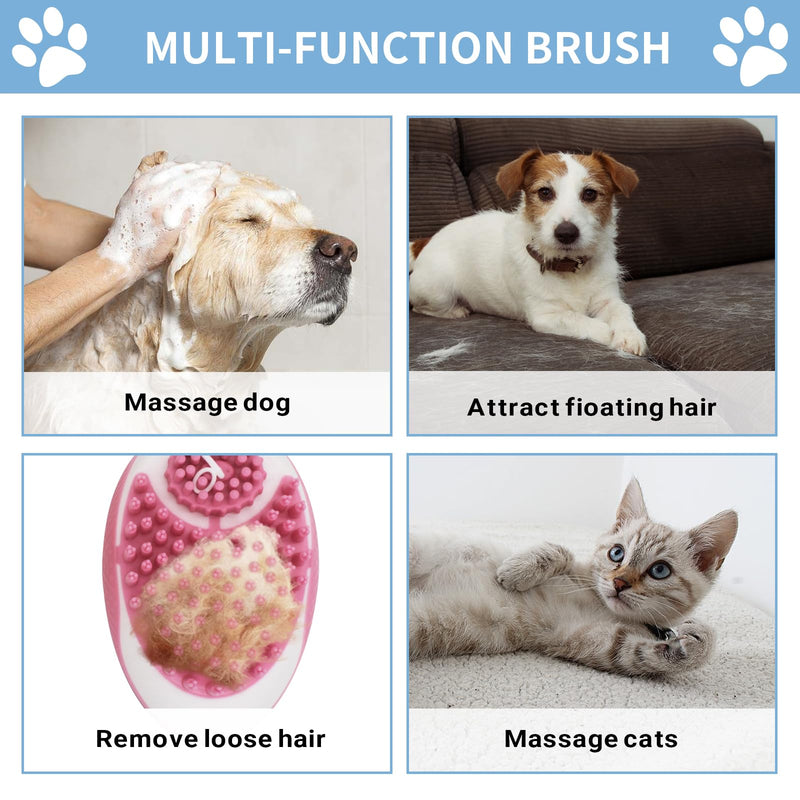WishLotus Pet Bath Brush, Puppy Massage Brush with Shampoo Dispenser Pet Grooming Tool for Small Animals Soft Silicone Dog Shower Brush for Long Short Haired Dog and Cat Washing (Green) Green - PawsPlanet Australia