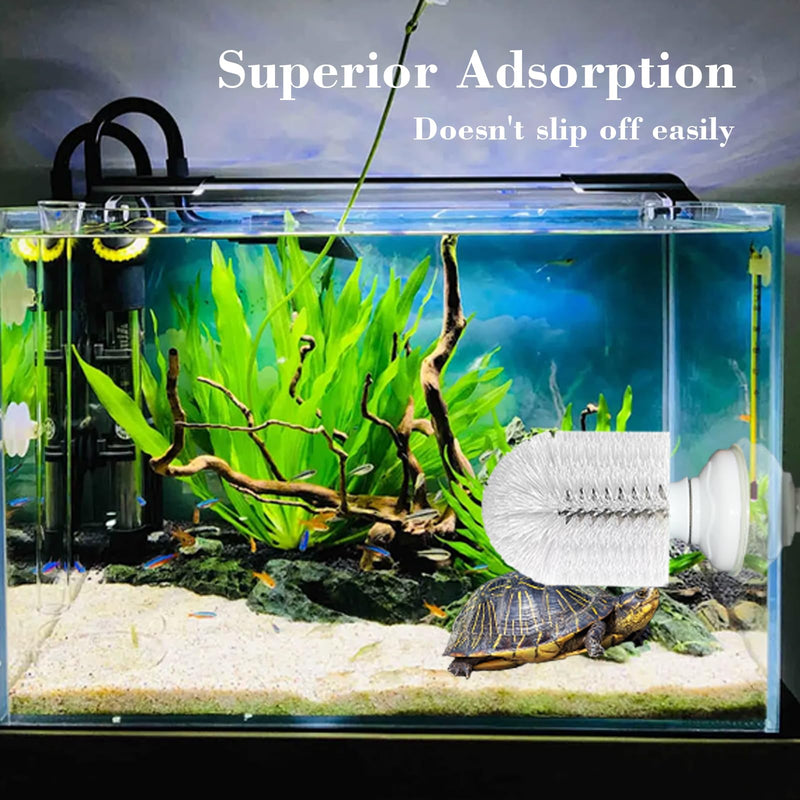 Turtle Brush with Suction Cup, Screw The Upgraded Turtle Scrub Brush Tightly on The Glass, It is Not Easy to Fall Off and Slide, Helping The Turtle Remove Dirt on The Back and Abdomen. - PawsPlanet Australia