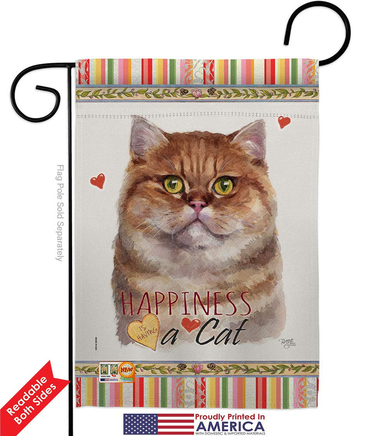 Breeze Decor British Short Hair Happiness Garden Flag 2pcs Pack Cat Kitten Meow Spoiled Paw Fur Pet Nature Farm Animal Creature House Banner Small Yard Gift Double-Sided, Made in USA - PawsPlanet Australia
