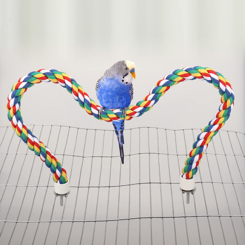 Bird Rope Perches for Parrots, Cockatiels, Parakeets, Budgie Cages Comfy Birds Colorful Rope Toy (31.5inch Metal nut) 31.5inch metal nut - PawsPlanet Australia