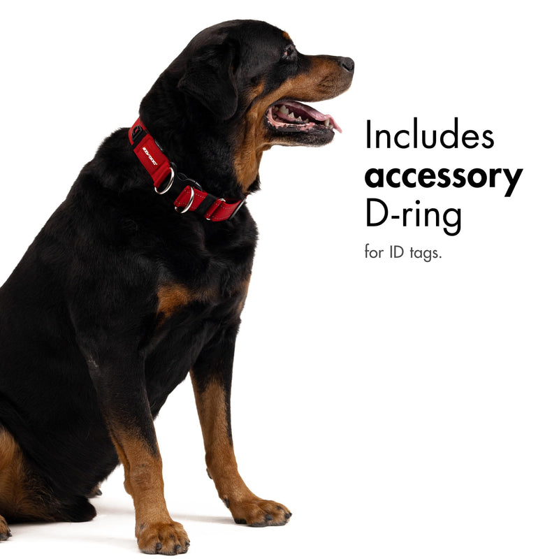 EzyDog Double Up Dog Collar - Reflective Dog Collar Medium with ID Tag D-Ring, For Small, Medium & Large Dogs - Supreme Comfort with Soft & Strong Nylon Webbing - Black Medium (29cm - 40cm)