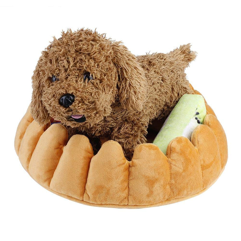 ZJchao Pet Kennel - Plush Egg Tart Shape Dog & Cat Bed with Fruit-Shaped Pillow for Cozy Warmth and Comfort - PawsPlanet Australia