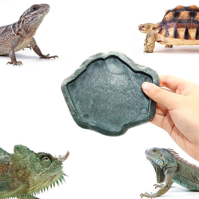 SLSON Reptile Feeder Terraium Bowl Plastic Shallow Reptile Feeder for Food and Water Feeding Dish for Lizard Gecko Bearded Dragon - PawsPlanet Australia