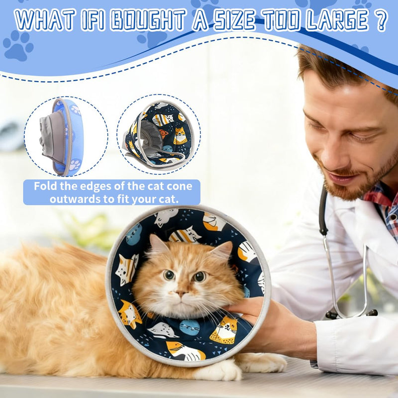 1 x Soft Cat Collar, Protective Collar, Cat Collar for After Surgery and Injuries, Adjustable Collar for Cats, Prevents Licking Wounds, Cat Collar