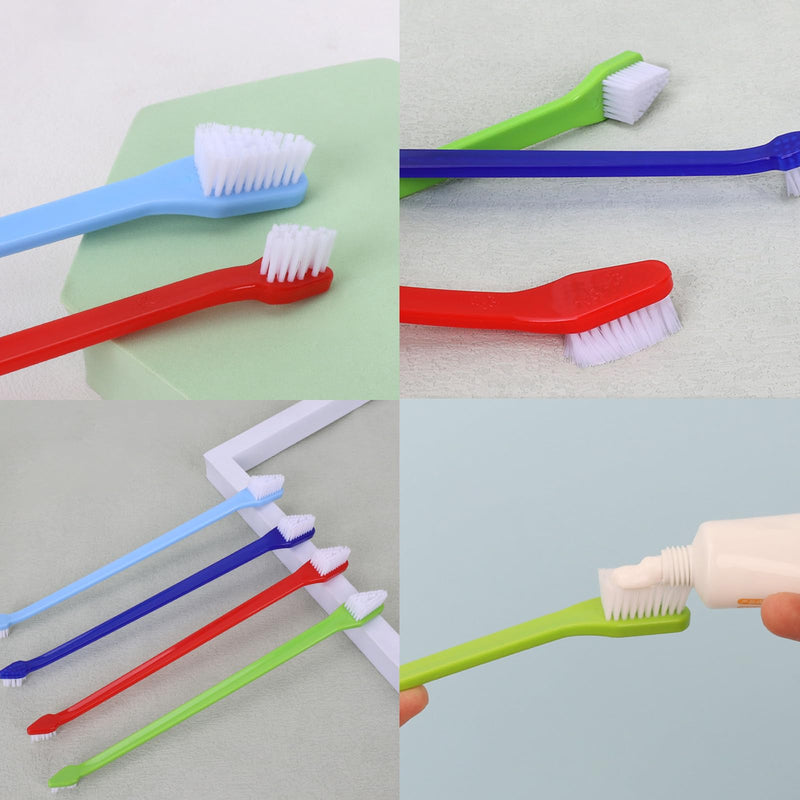 Dog Toothbrush Set, 30 Pieces Double Head Toothbrush Dog with Long Handle, Dog Toothbrush Set Dog Toothbrush for Small, Medium and Large Dogs, Cats and Pets, 4 Colors