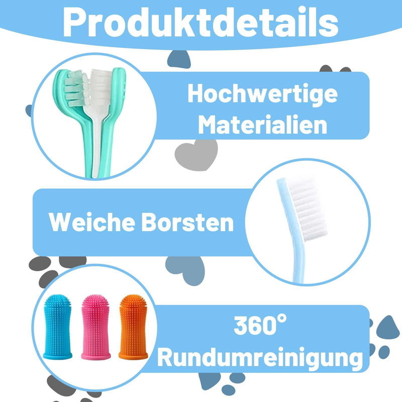 Dog Toothbrush, Dog Toothbrush, 8-Piece Set with Finger Toothbrushes and Double-Headed Toothbrush, Multi-Angle Teeth Cleaning Set for Small, Medium and Large Pets