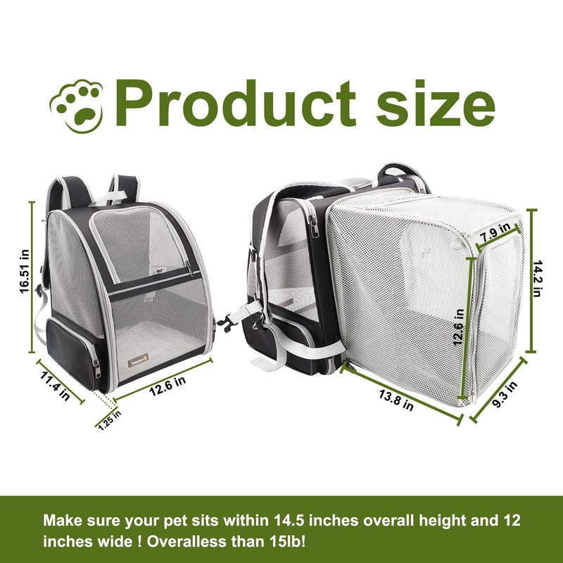 Texsens Pet Backpack(Expandable-Black) & Ear Care Wipes Combo‌ - PawsPlanet Australia