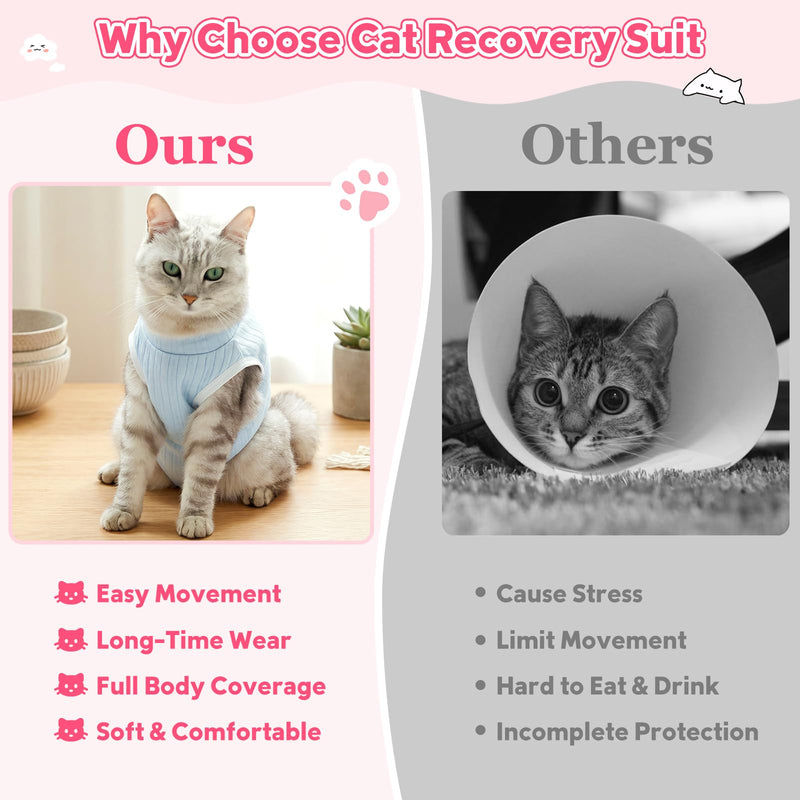 Coppthinktu Cat Recovery Suit for Female Cats After Spay, Breathable Cat Onesie Kitten Onesie Bodysuit, Cat Surgery Recovery Suit for Abdominal Wounds Anti Licking E-Collar Alternative Pink Medium