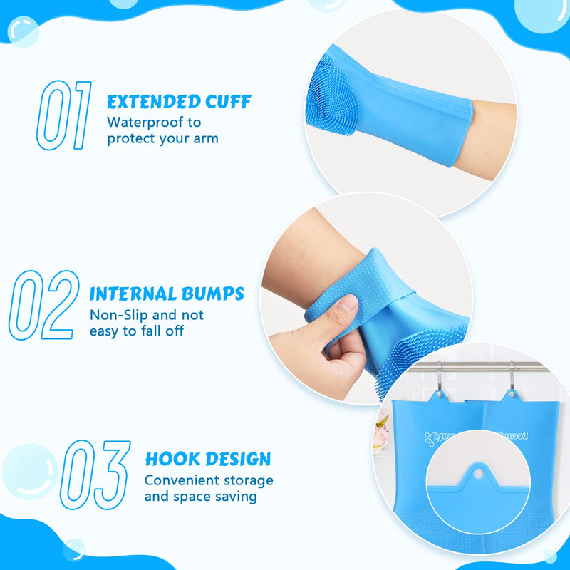 Pecute Pet Grooming Gloves - Heat Resistant Silicone Gloves with High-Density Teeth, Enhanced Five Finger Design for Bathing and Massaging Dogs and Cats, Blue Medium - PawsPlanet Australia