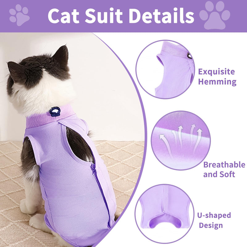 Cat Recovery Suit for Abdominal Wounds or Skin Diseases,Kitten Onesie for Cats After Surgery Wear Surgical Spay Suit for Female Cats Kitten Cone of Shame Alternative-Purple(S) Purple Small - PawsPlanet Australia