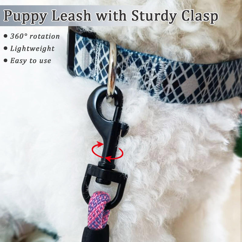 WYuZe 5ft Puppy Leash for Small Dogs, 1/4" Thin Rope Dog Leash with Easy to Use Hook, Chihuahua/Yorkie/Toy Breed Lightweight Leashes 10 Colors, Pink Purple 5 FT (3~18 lbs) - PawsPlanet Australia