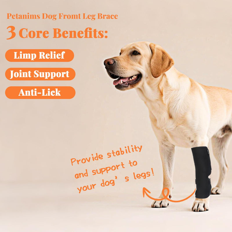 Petanims 2 Packs Dog Front Leg Brace for Remission Hyperextension - Wrist Support for Sprain, Arthritis & Injury Recovery - Adjustable Non-Slip Dog Leg Wrap, Fits Left or Right, Small S