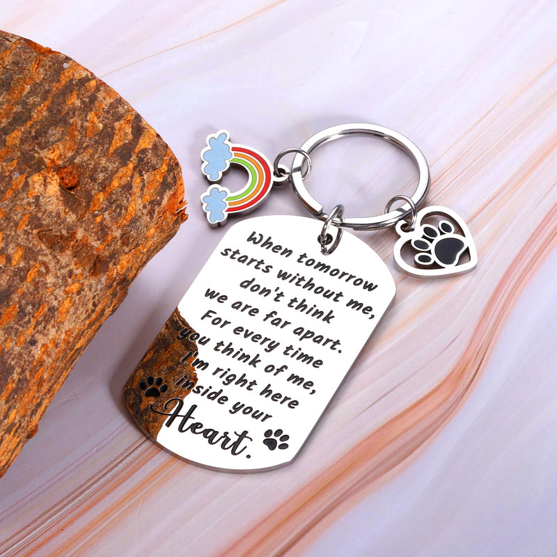 Dog Memorial Gifts for Loss of Dog, Pet Memorial Gifts for Dogs Cats Sympathy Bereavement Gift for Pet Lover Owner, When Tomorrow Starts Without Me Remembrance Keychain Rainbow Bridge Paw - PawsPlanet Australia