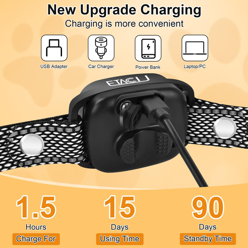 ETACCU Dog Bark Collar，Waterproof Rechargeable Digital Ultrasonic Bark Collars,Anti Barking Collar with 6 Adjustable Sensitivity Levels for Large Medium Small Dogs 1