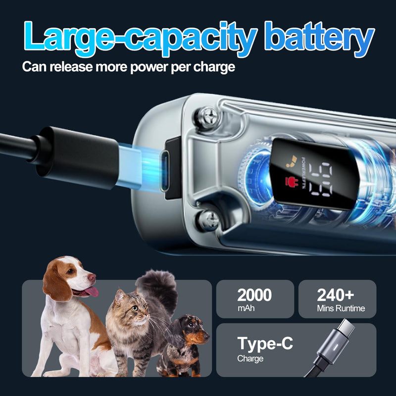 JFX Dog Clippers for Grooming for Thick Heavy Coats,Low Noise Cats Trimming, Cordless Pet Clippers for Grooming Rechargeable Pet Cat Trimmer, Dog Shaver for Dogs Pets and Animals