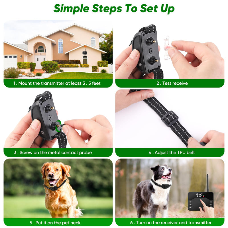 Wireless Dog Fence System, Electric Fence for Dog, Portable Wireless Pet Perimeter Dog Training Collar, Adjustable Safe Dog Boundary,Rechargeable Collar for Big,Medium Sizes Dogs (1 Dog Collar) - PawsPlanet Australia