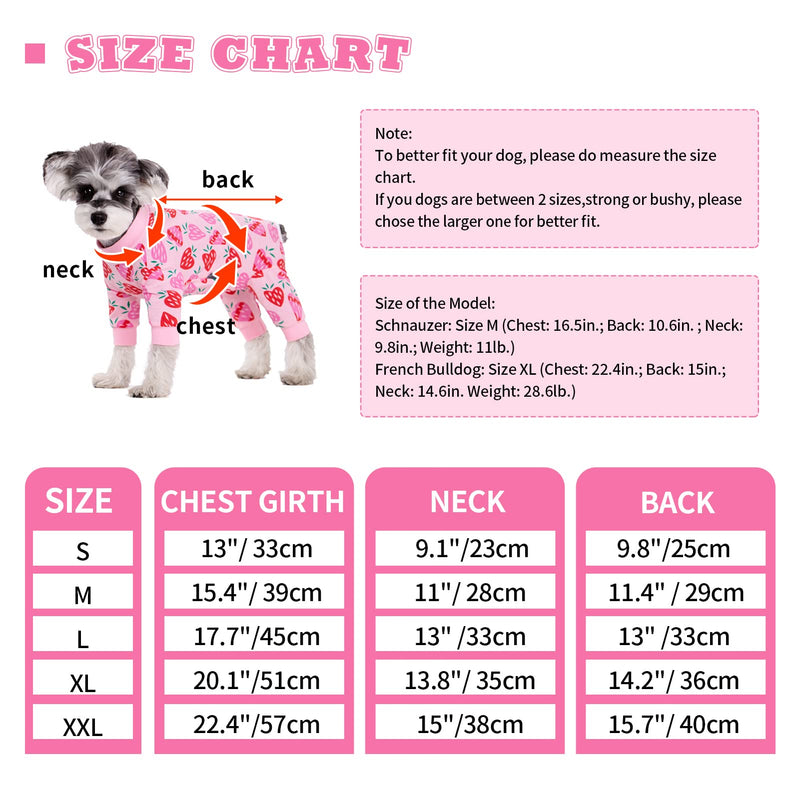 Dog Surgery Recovery Suit, Dog Onesie for Surgery Female Male Dogs, Dogs Pajamas Long Sleeve, Small Dogs Onesie, Abdominal Wound Bandages Surgical Suit, Cat Recovery Suit for Shedding Skin Disease Medium Strawberries - PawsPlanet Australia