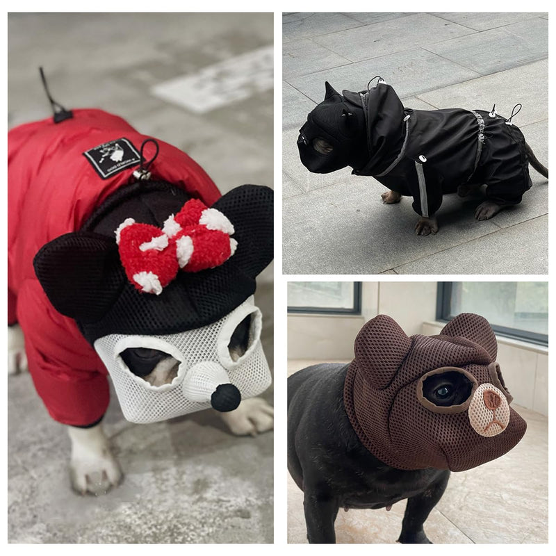Bulldog Muzzle: Adjustable Breathable Mesh Anti-Biting Anti-Eating Mask for Biting Licking Chewing Grooming - Cute Fun Dog Cosplay Hat (Small,Bear) Small Bear - PawsPlanet Australia