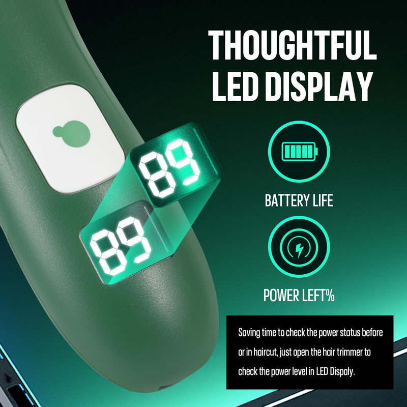 Baby Hair Clippers, Cordless Hair Clipper for Kids with LED Display, Baby Hair Cutting Kit with Skin-Safe Blade, Waterproof Hair Trimmer for Children/Toddler, Rechargeable& an Hour Quick Charger Deep Green - PawsPlanet Australia