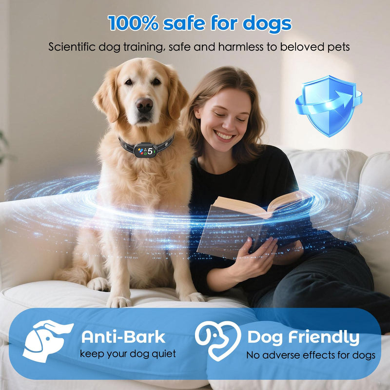 Bark Collar for Small Medium Large Dogs, Rechargeable Smart Dog Bark Collar, Anti Barking Training Collar with 5 Adjustable Sensitivity,Bark Shock Collar with Beep Vibration (Silver) - PawsPlanet Australia