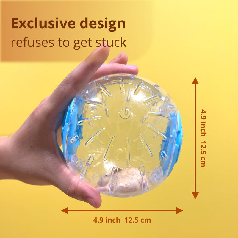 4.9" Hamster Wheel, Exercise Ball & Wheel - Silent Running Toy with Anti-Skid, Transparent Hamster Ball, Breathable Design & Rope for Easy Carry, for Little/Dwarf Mouse, Blue 4.9 - PawsPlanet Australia