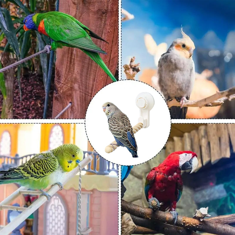 1 PCS Bird Stands for Parrots ?Perch Cockatiel Parakeets, Movable Bird Perch Stand with Suction Cup,Grinding Stick Training Toys for Small and Medium Birds(Twist Grain)