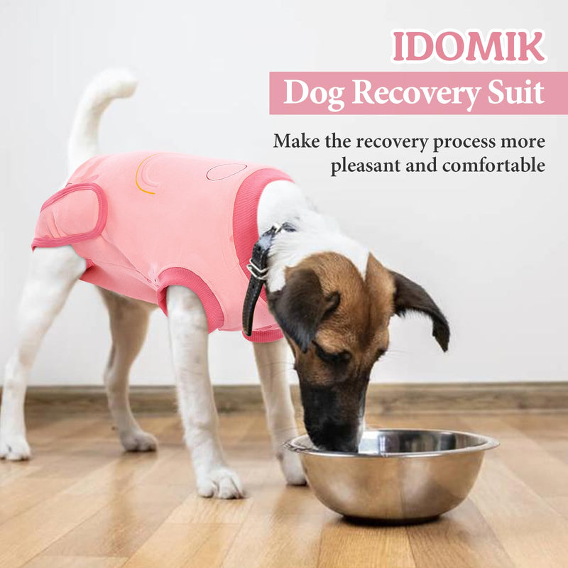 IDOMIK Recovery Suit for Dogs After Surgery, Soft Dog Surgery Suit for Female Dogs Cats, Small Medium Dog Onesie for Female Spay Surgery, Dog Cone Alternative Anti-Licking Abdominal Wound S(Chest Girth:15.75"-18.90") A-Pink cartoon - PawsPlanet Australia