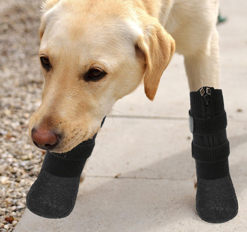 Waterproof Grip Dog Shoes,Anti-Slip Dog Socks Boots,Zipper Dogs Booties Paw Protectors for Hardwood Floor,Indoor and Outdoor for Small Medium Large Dogs Black Size 3