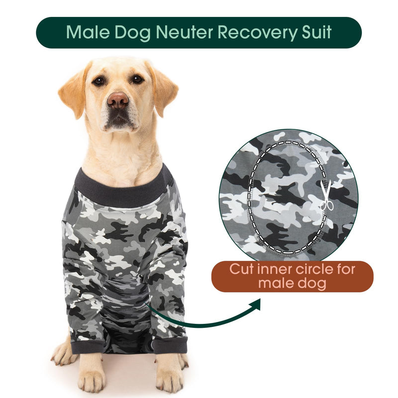 Kuoser Dog Bodysuit After Surgery for Large Dogs Pajamas, One-Piece Surgery Body Dog Castration Male, Dog Bodysuit Dog Suit with Legs, Long Sleeves for Dogs, Surgical Body, Dog Collar Alternative, 2XL 2XL (back: 55cm; chest: 80cm) camouflage