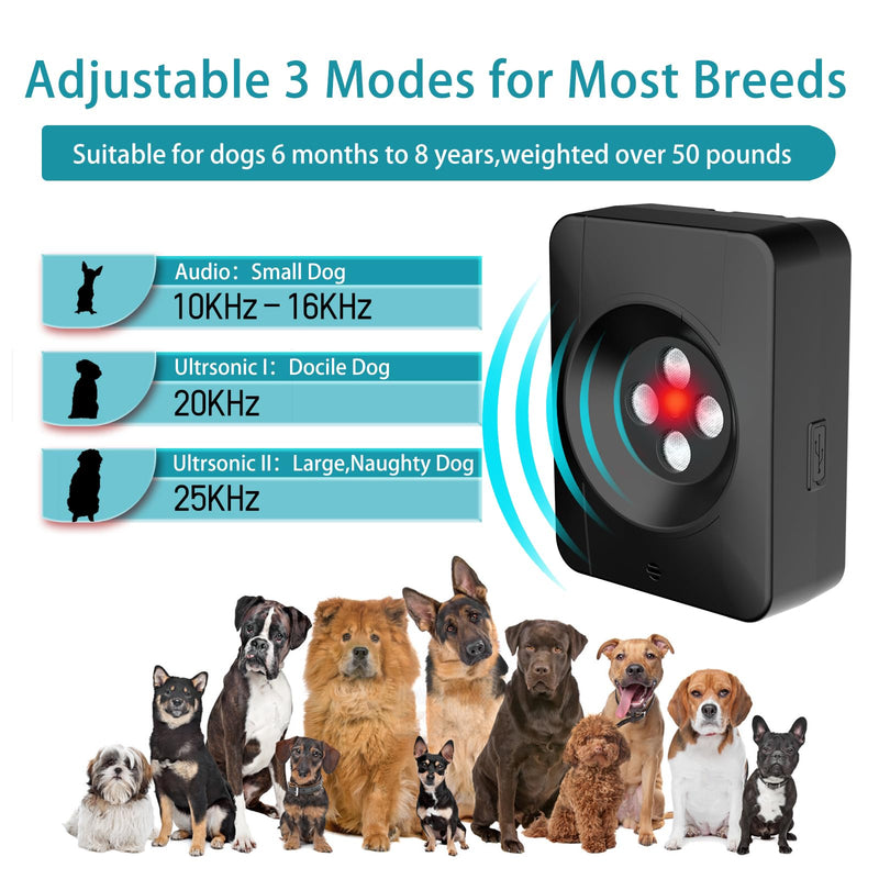 Ultrasonic Dog Bark Deterrent Devices, 4X Anti Barking Device for Dogs, 3 Modes Stop Barking Neighbors Dog, Anti Dog Silencer for Indoor & Outdoor Use, Long Range & Rechargeable Bark Control - PawsPlanet Australia