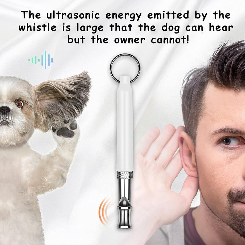 White Dog Whistle to Stop Barking Neighbors Dog,Adjustable Ultrasonic Silent Dog Whistle White - PawsPlanet Australia