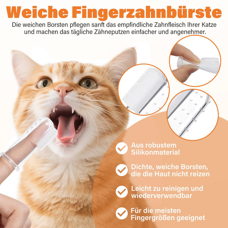 UNEK Cat Dental Care Kit - Enzymatic Toothpaste 60g with Roast Chicken Flavor, Includes Toothbrush and Finger Brush, Helps Reduce Plaque and Bad Breath