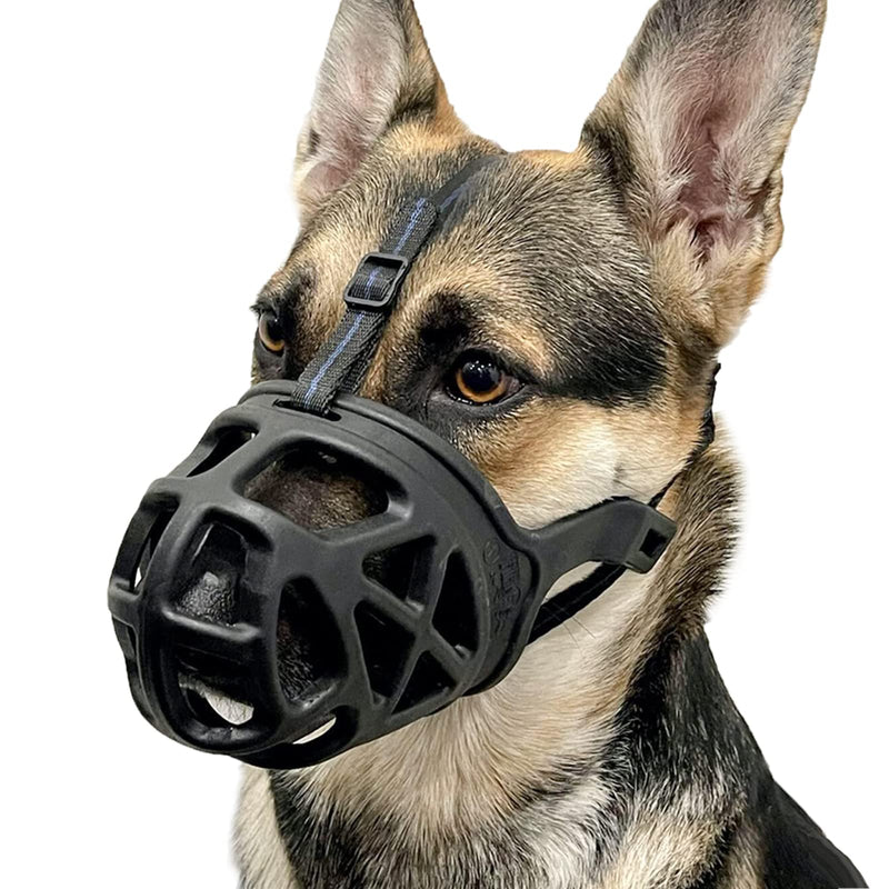 BARKLESS Dog Muzzle, Basket Muzzle for Biting, Chewing and Scavenging, Humane Cage Mouth Cover, Perfect for Grooming and Training Large Aggressive Reactive Dogs (L, Black) L