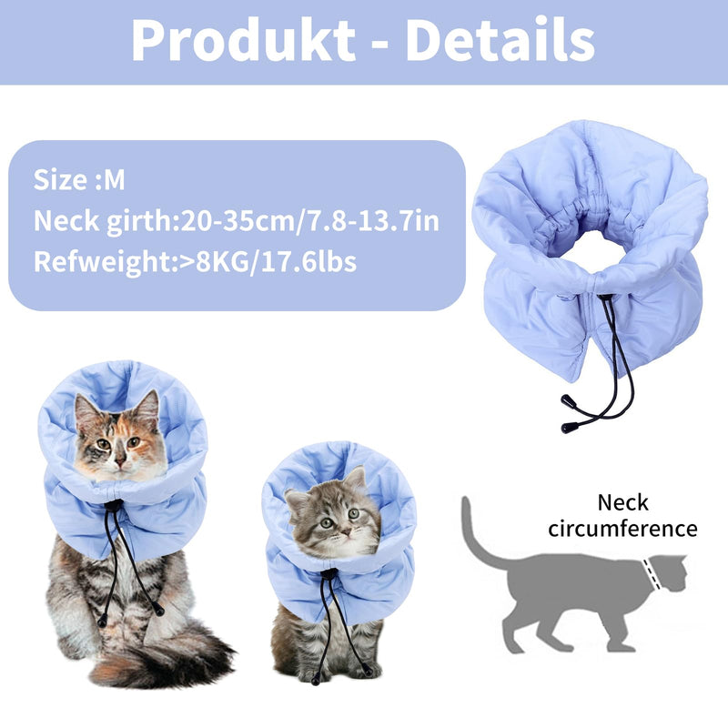 Protective Collar for Cats, Soft, Adjustable and Breathable Collar, to Protect Wounds, Suitable for Cats and Kittens, Prevents Licking Wounds (Blue M)