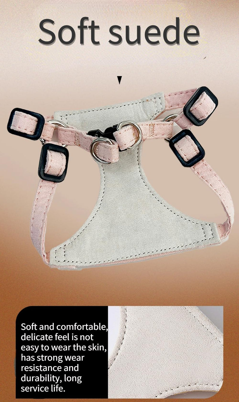 Rabbit Harness and Leash - Adjustable Bunny Harness Escape Proof for Walking Runnig Hiking Camping Outdoor - Cute Small Animal Harness Leash Set (Small,Pink) Pink - PawsPlanet Australia