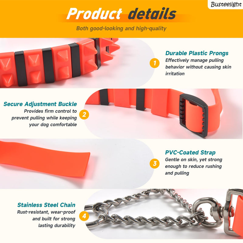 Prong Collar for Dogs - Adjustable Pinch Collar with PVC Coated Strap & Stainless Steel Chain - Safe Dog Training Collar for Large Dogs - Choke Collar with Soft Rubber Tips (Black) Black - PawsPlanet Australia